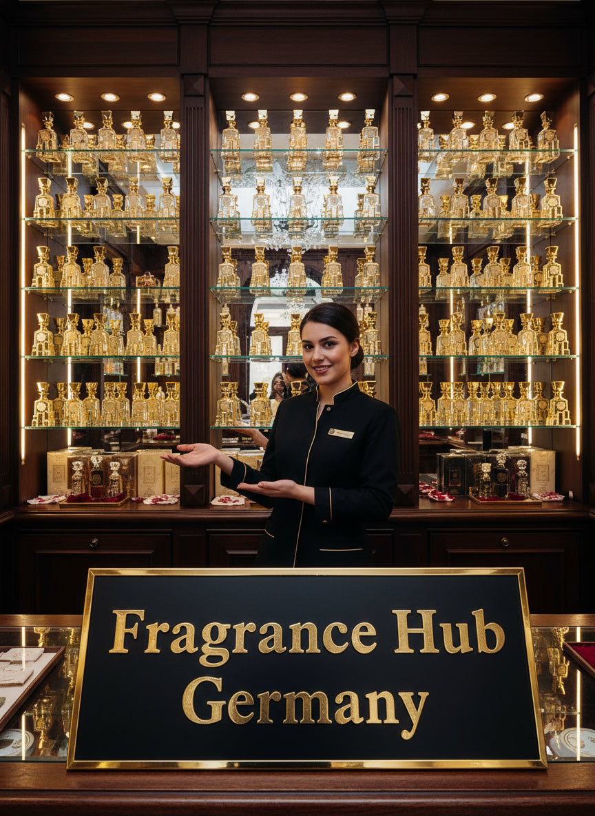 Majestic 150 ml – Goldflakon Showroom – leerer Parfumflakon aus Glas – Ansicht 5 | Fragrance Hub Germany