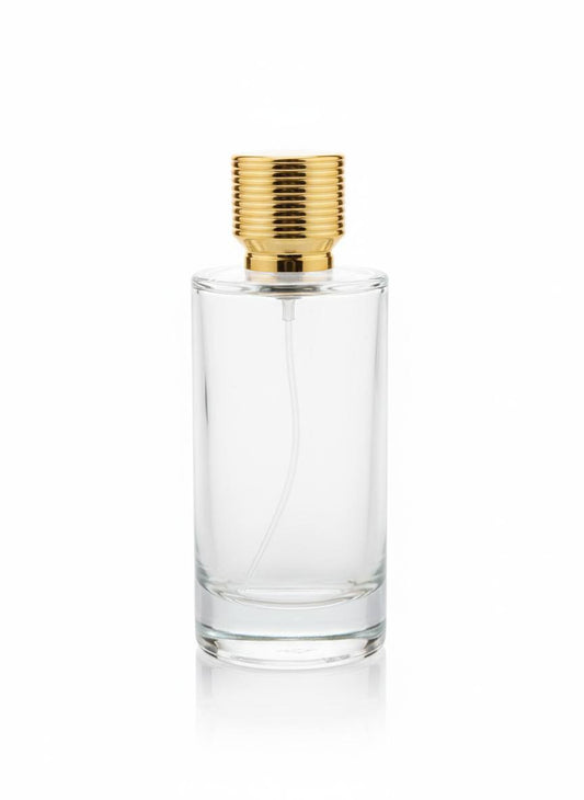 Runder Flakon 100 ml – mit Sprühkopf & Kappe – leerer Parfumflakon aus Glas – Ansicht 2 | Fragrance Hub Germany