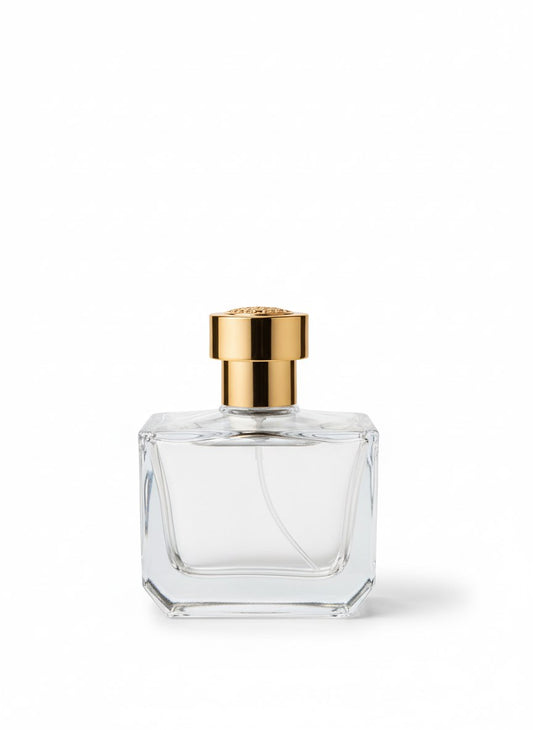 Square Prestige 50 ml – mit Sprühkopf & Kappe – leerer Parfumflakon aus Glas – Ansicht 2 | Fragrance Hub Germany