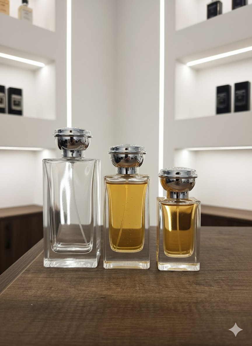 Majestic Crown 100 ml – mit Sprühkopf & Kappe – leerer Parfumflakon aus Glas – Ansicht 7 | Fragrance Hub Germany