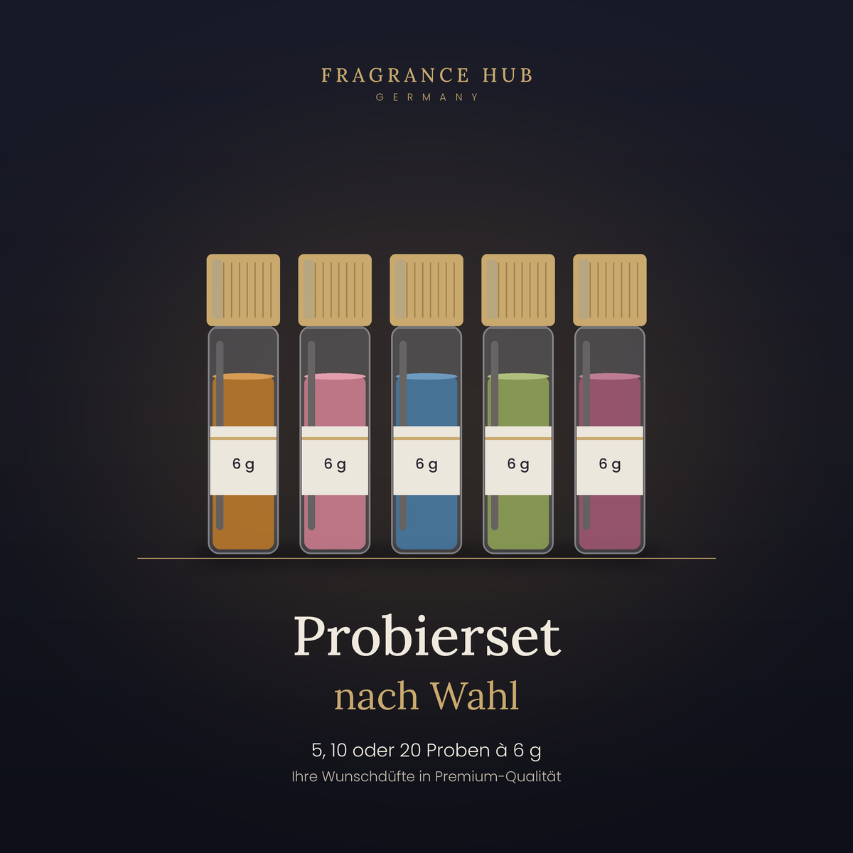 Probierset nach Wahl – Premium Parfümöle (6 g) – Probierset Parfümöle | Fragrance Hub Germany