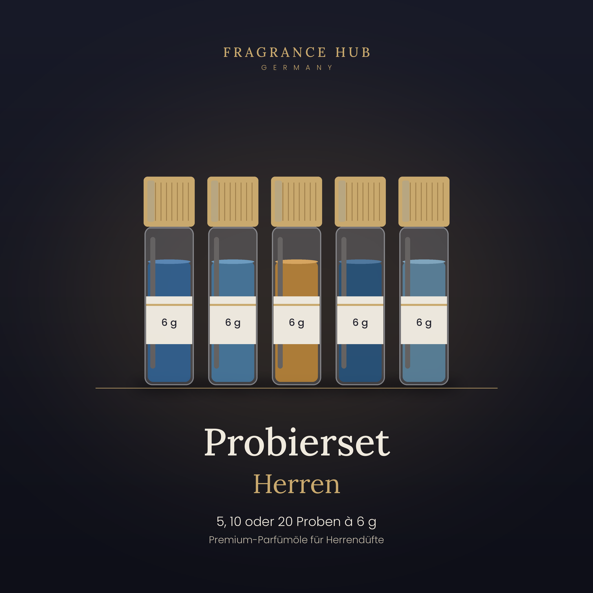 Probierset Herren – Premium Parfümöle (6 g) – Fragrance Hub Germany