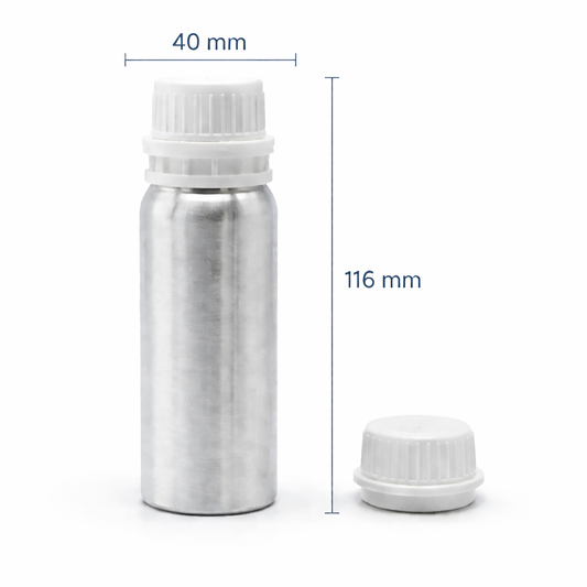Aluminiumflasche 100 ml – Schraubverschluss mit Dichteinsatz – Ansicht 2 | Fragrance Hub Germany