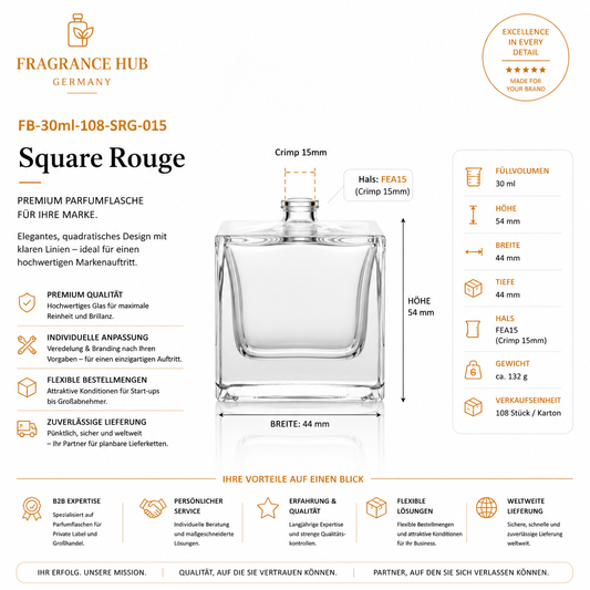 Square Rouge | 30 مل | تجعيد 15 مم