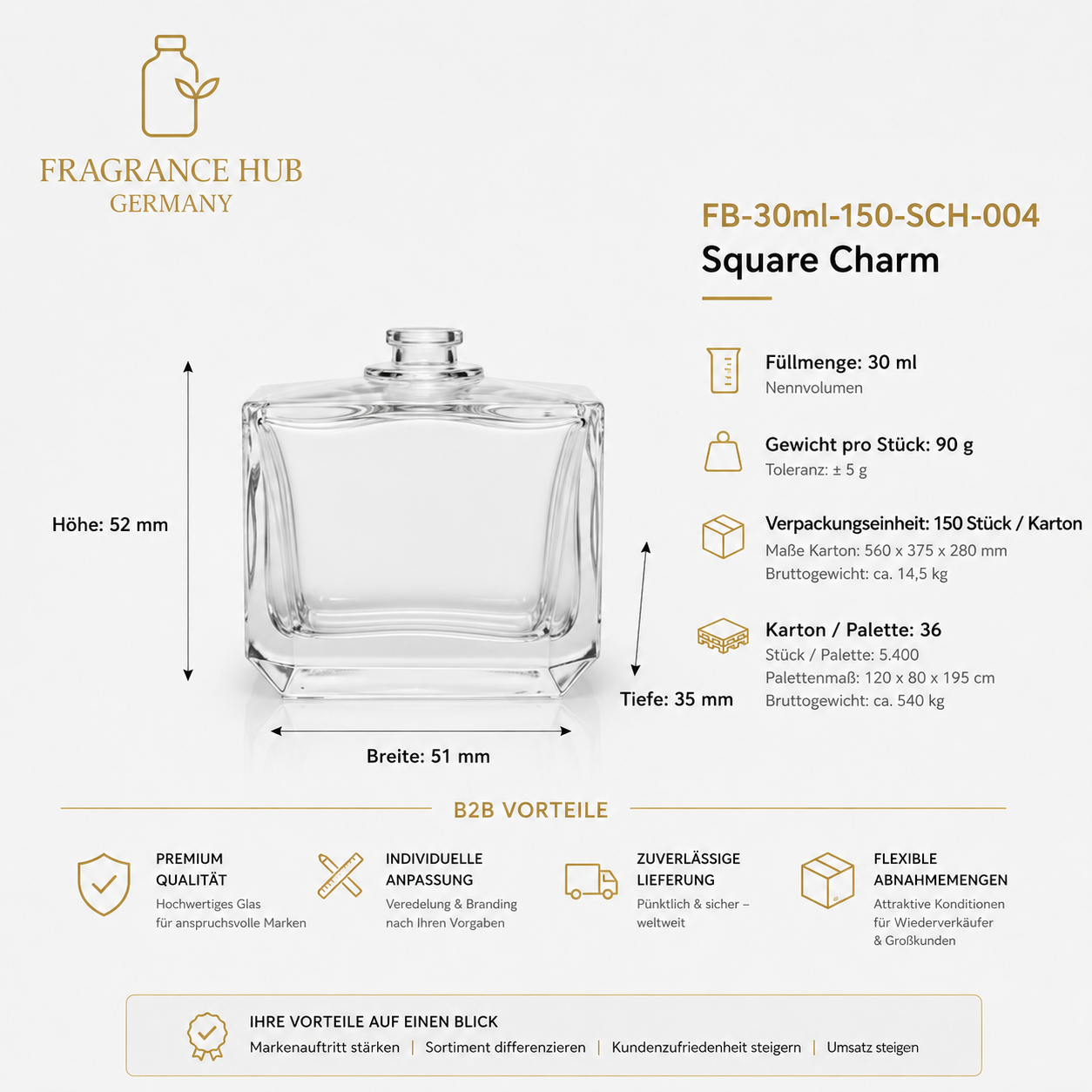Square Charm | 30 مل | تجعيد 15 مم
