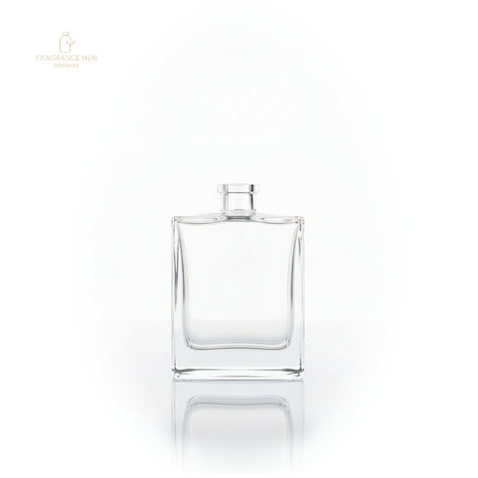 Square Elegance 50 ml leerer Glasflakon mit FEA15-Crimp-Hals, ohne Sprühkopf