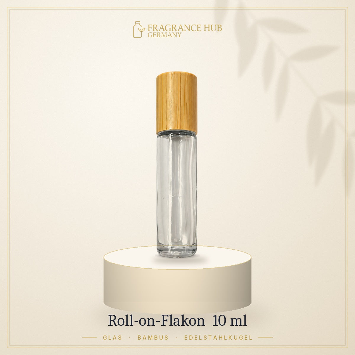 Roll-on-Flakon 10 ml aus Glas mit Bambuskappe – Fragrance Hub Germany