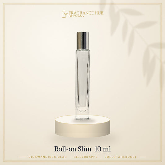 Roll-on-Flakon Slim 10 ml aus Glas mit Silberkappe