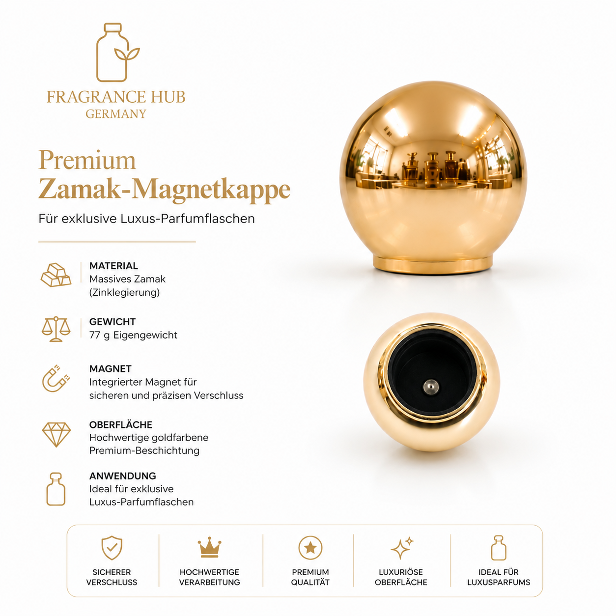Zamak-Magnetkappe Gold