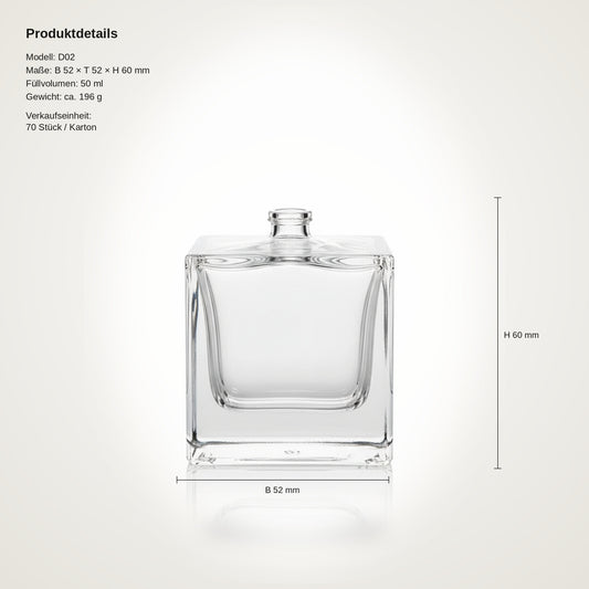 Square Rouge 50 ml – Crimp-Flakon FEA 15 (nur Flasche) – leerer Parfumflakon aus Glas – Ansicht 2 | Fragrance Hub Germany