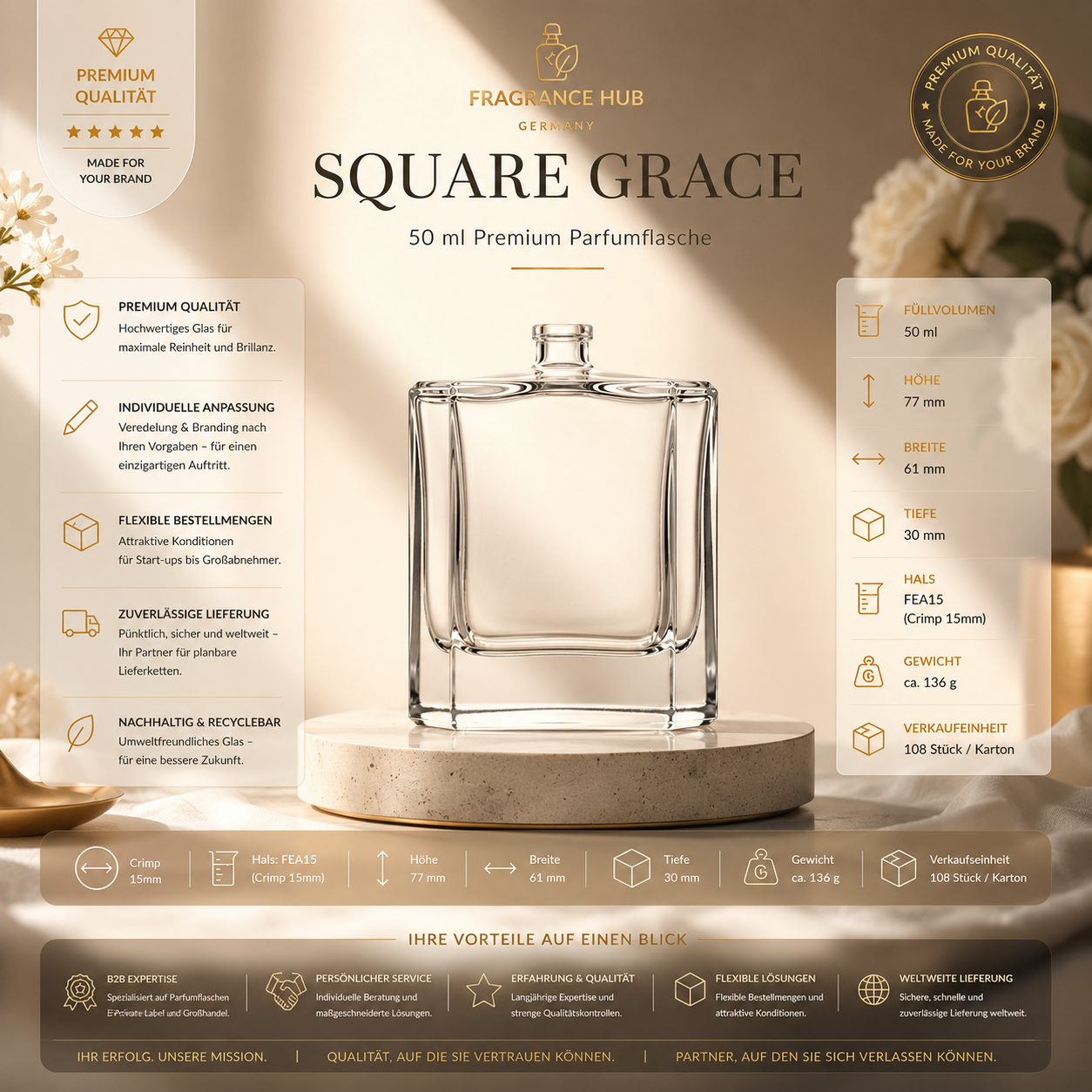 Square Grace | 50 مل | تجعيد 15 مم