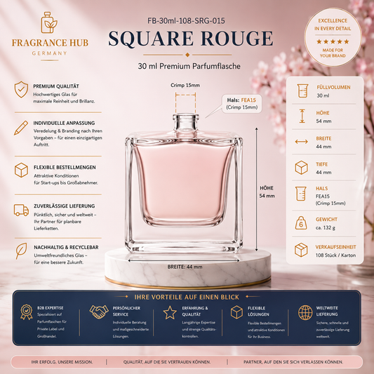 Square Rouge | 30 مل | تجعيد 15 مم