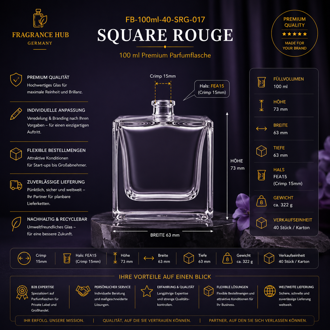 Square Rouge | 100 مل | تجعيد 15 مم