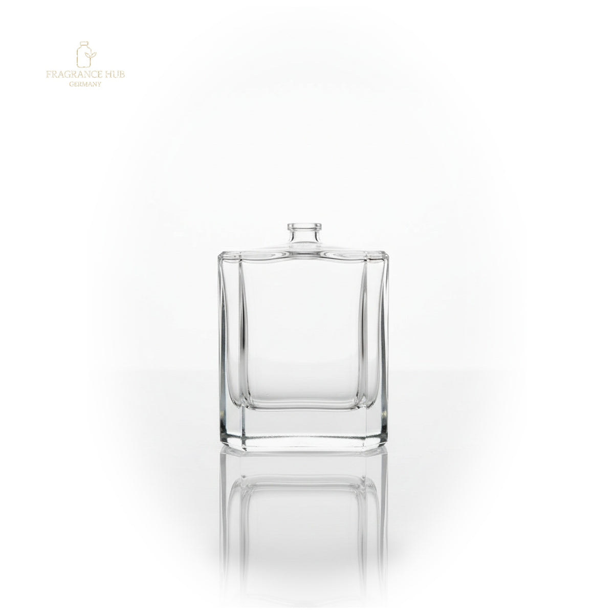 Square Grace 50 ml leerer Glasflakon mit FEA15-Crimp-Hals, ohne Sprühkopf