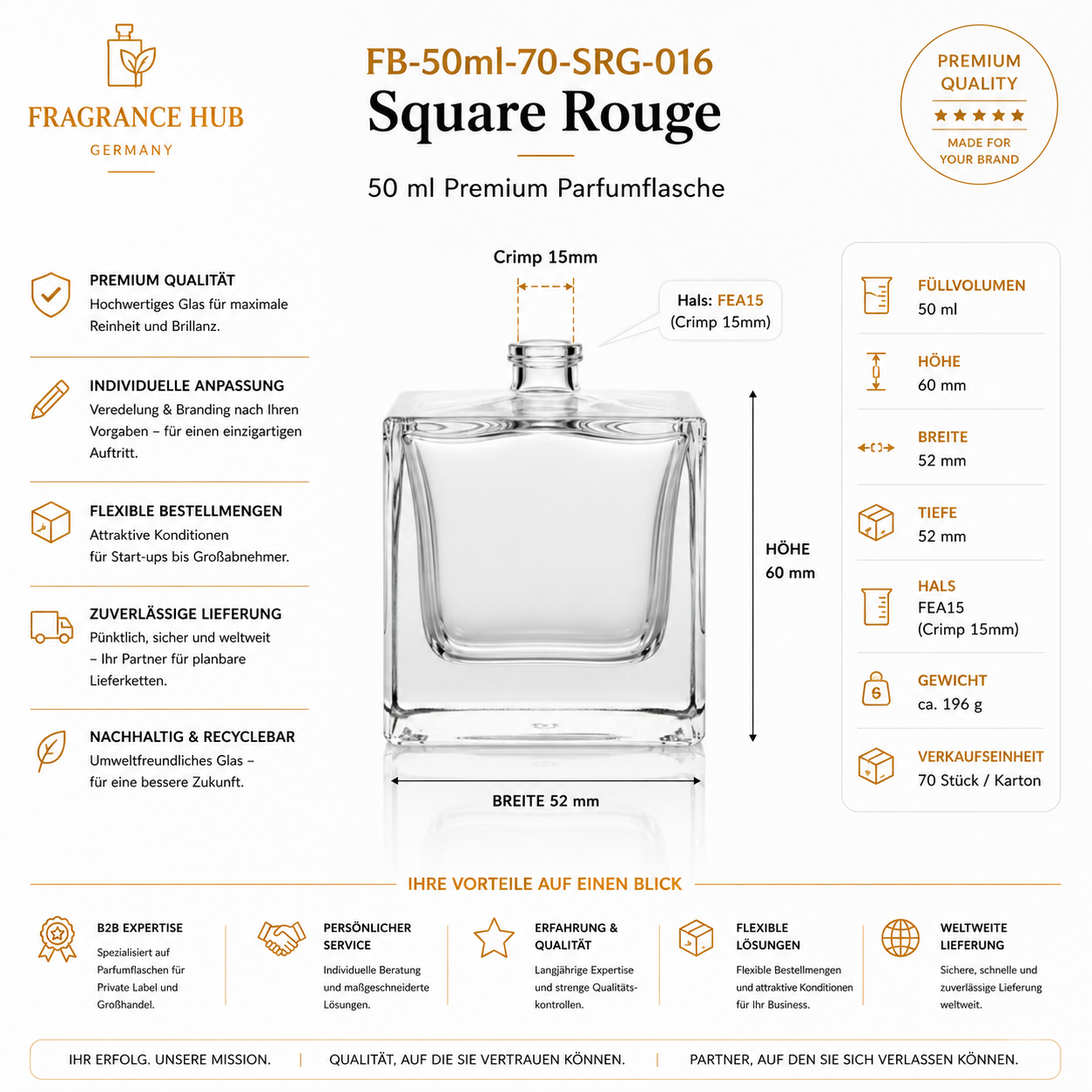 Square Rouge | 50 مل | تجعيد 15 مم