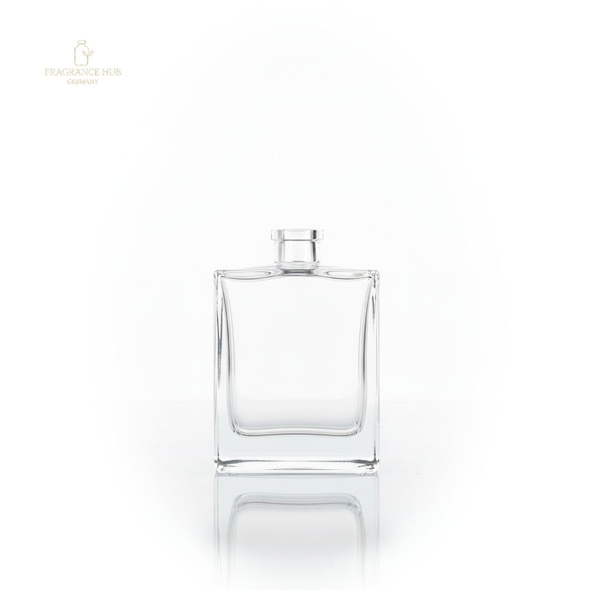 Square Elegance 50 ml leerer Glasflakon mit FEA15-Crimp-Hals, ohne Sprühkopf