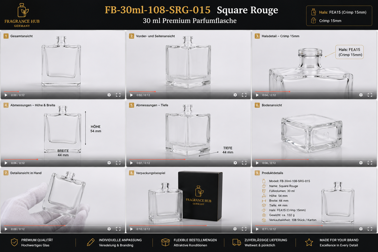 Square Rouge | 30 مل | تجعيد 15 مم