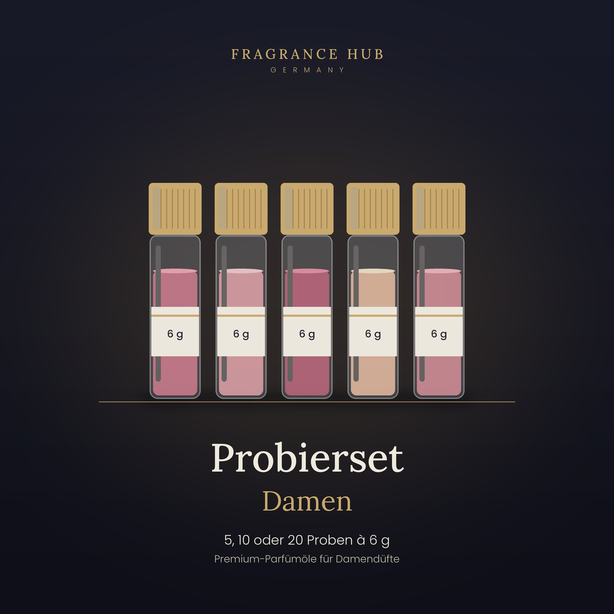 Probierset Damen – Premium Parfümöle (6 g) – Probierset Parfümöle | Fragrance Hub Germany