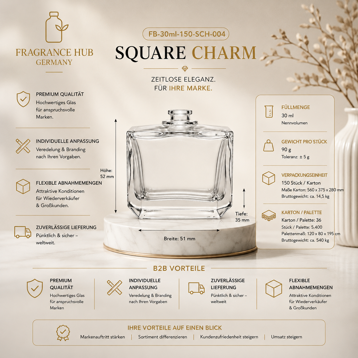 Square Charm | 30 مل | تجعيد 15 مم