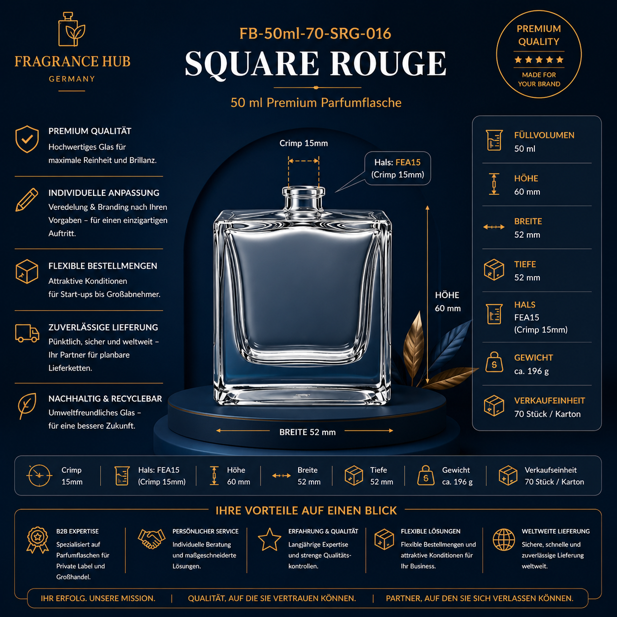 Square Rouge | 50 مل | تجعيد 15 مم