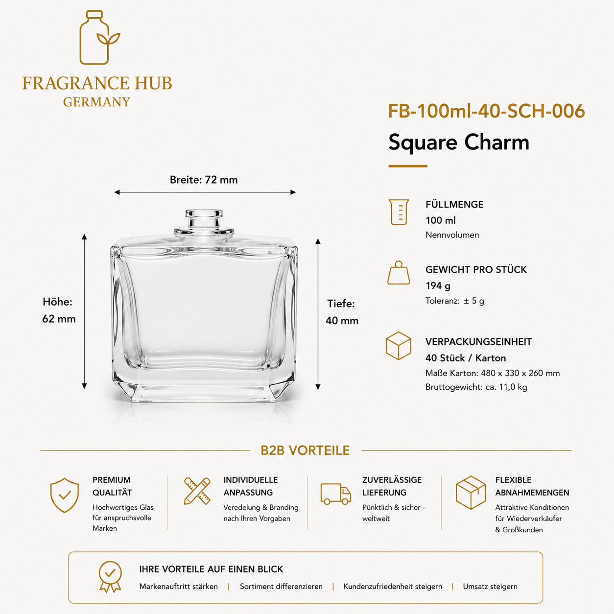 Square Charm | 100 مل | تجعيد 15 مم